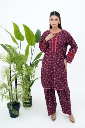 Deep Maroon Allure 2-Piece Cotton Set