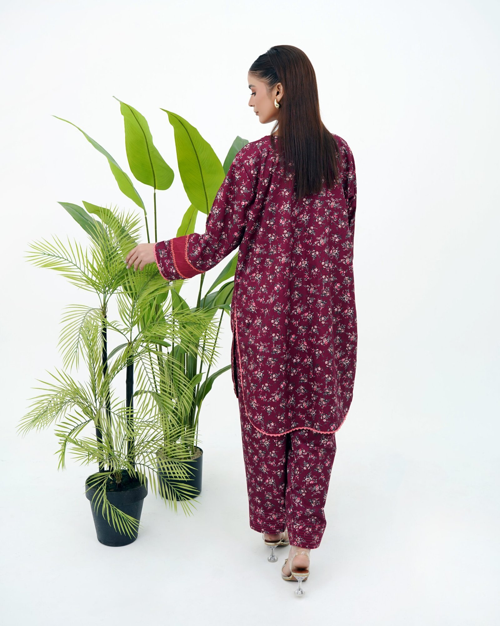 Deep Maroon Allure 2-Piece Cotton Set - Image 6