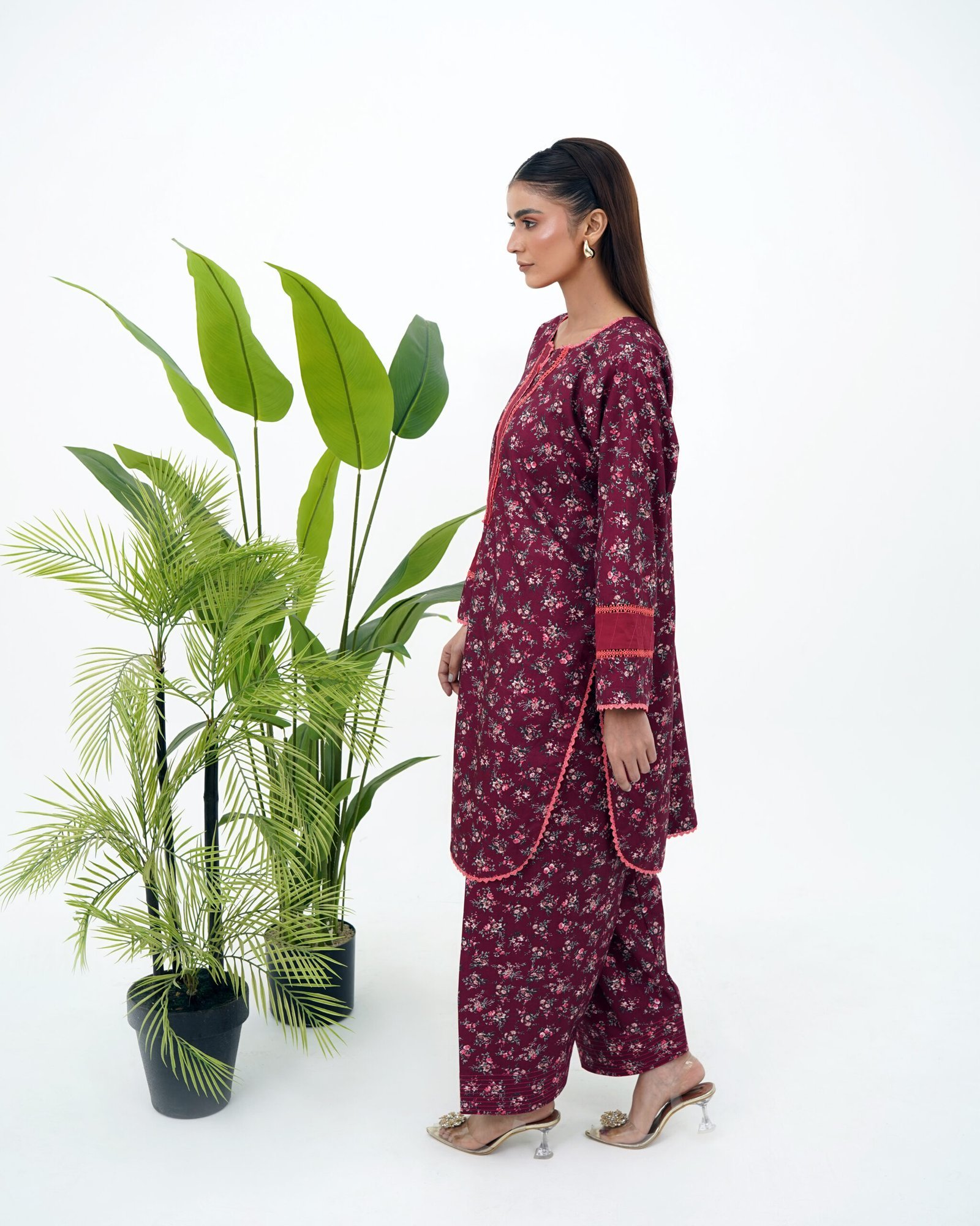 Deep Maroon Allure 2-Piece Cotton Set - Image 7