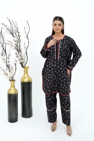 Monochrome Grace 2-Piece Cotton Outfit