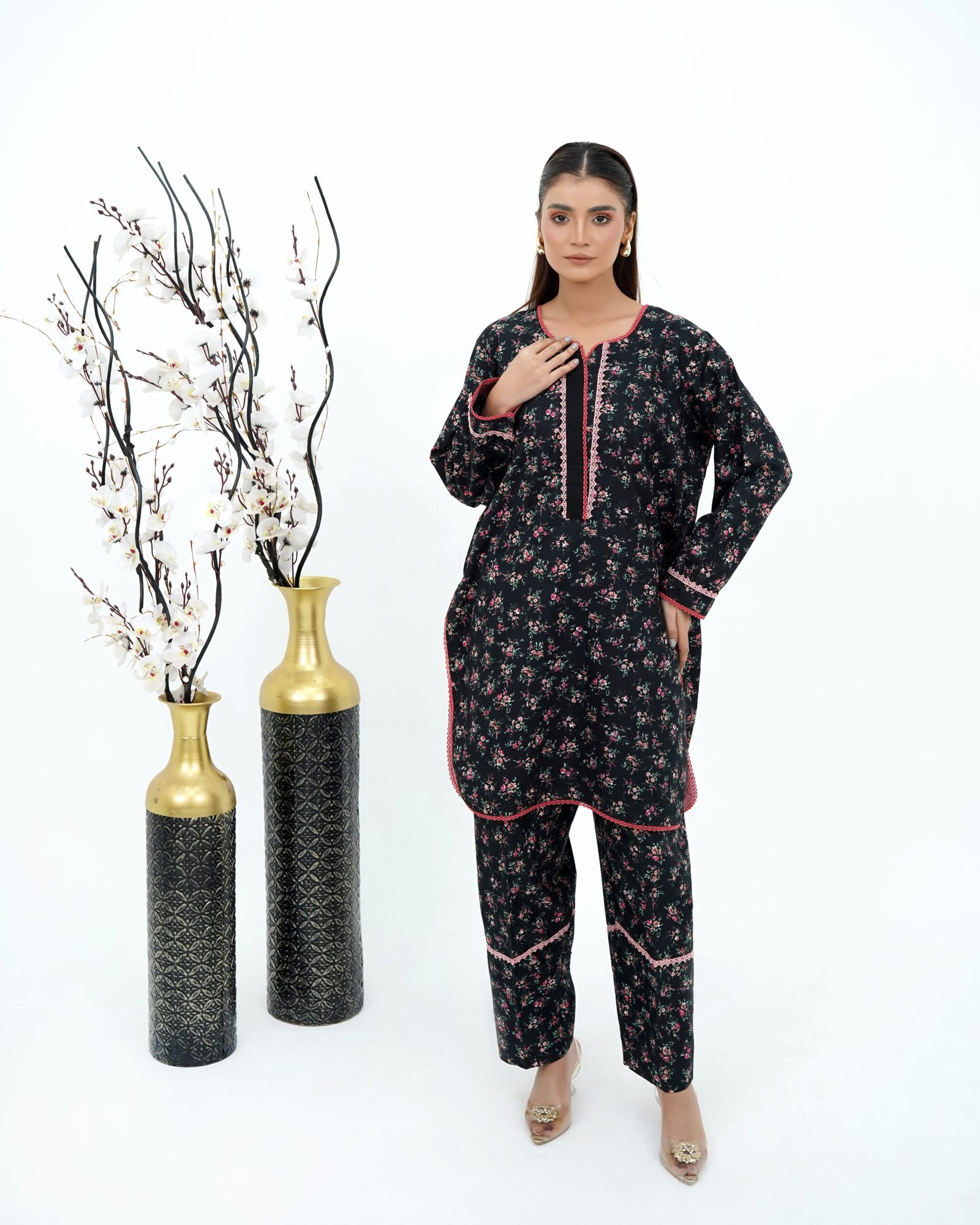 Monochrome Grace 2-Piece Cotton Outfit