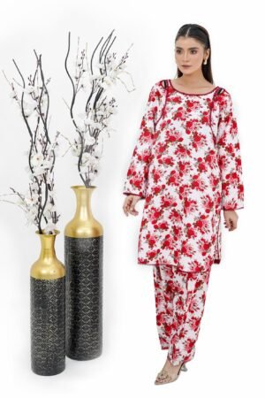 Pink Petal Print 2-Piece Cotton Ensemble