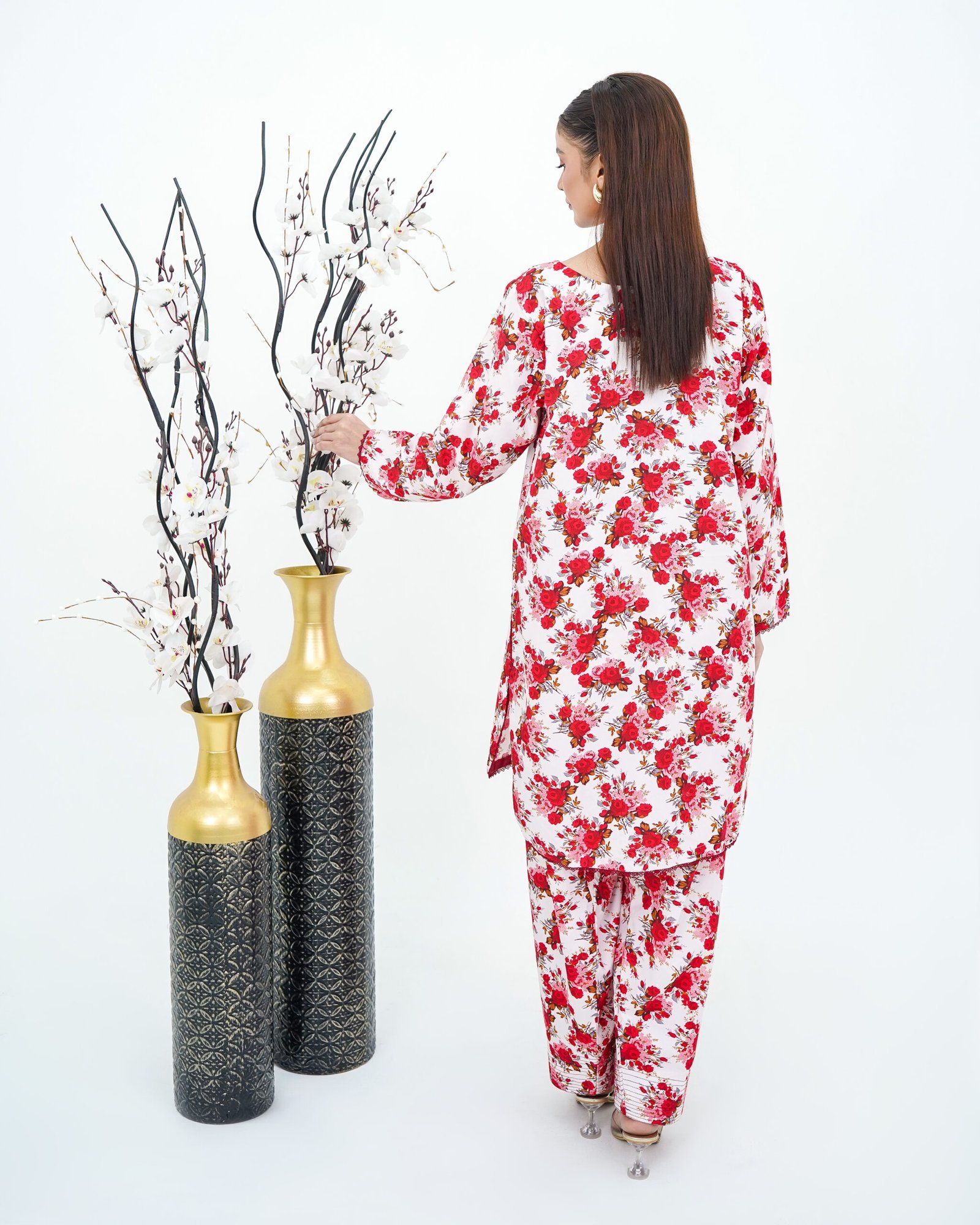 Pink Petal Print 2-Piece Cotton Ensemble - Image 3