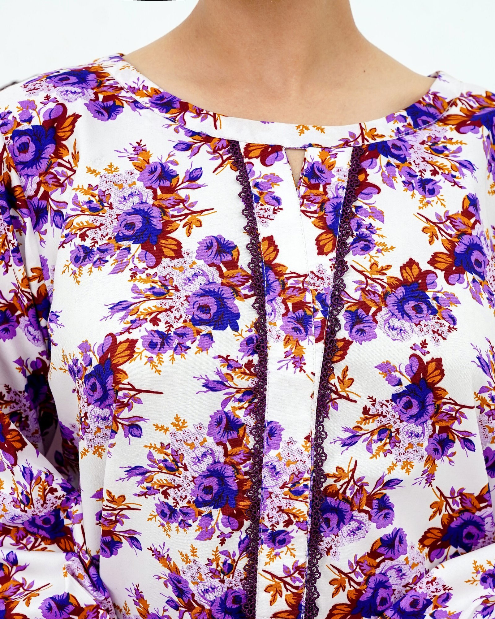 Plum and White Luxe Print 2-Piece Cotton Set - Image 6